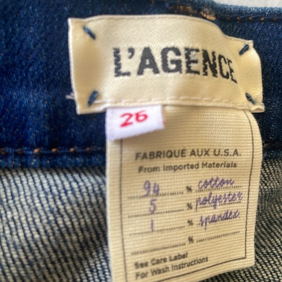 L'AGENCE womens blue denim gold metallic Zoe Le Vintage shorts size 26 NWOT - Picture 7 of 8